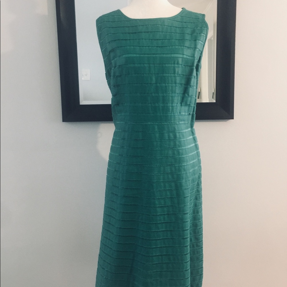 Lafayette 14B leather and silk strip dress size 14